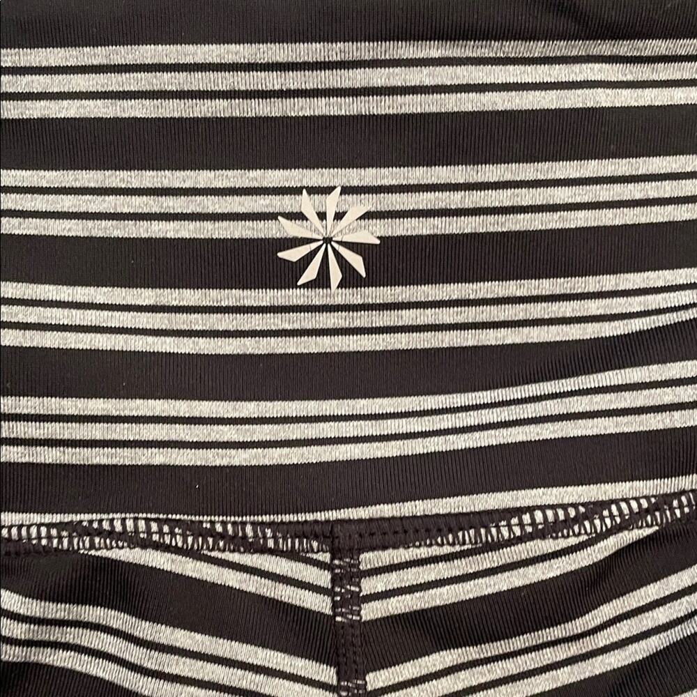 Athleta Chaturanga Striped Capri leggings Black Gray M athleisure yoga workout - Picture 8 of 9